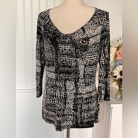 Liz Claiborne Black & Brown Scooped Neck Blouse - Picture 1 of 10